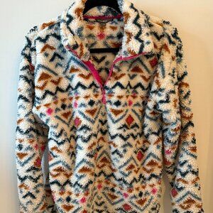 Eddie Bauer Women's Multicolored, Faux Fur Fleece Jacket w/Zip Collar. Size M